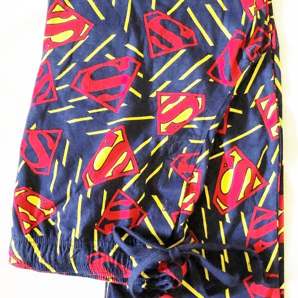 Pajama pants Superman mens new size S cotton Bioworld elastic waist pockets